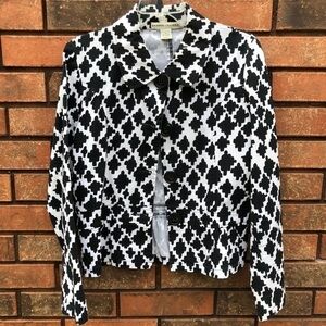 BAMBOO TRADERS Black & White Blazer. EUC.